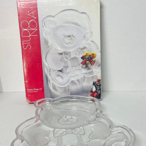 Christmas Holiday Bear Hostess Platter NIB Studio Nova 12” Adorable Vintage.. - Picture 3 of 5